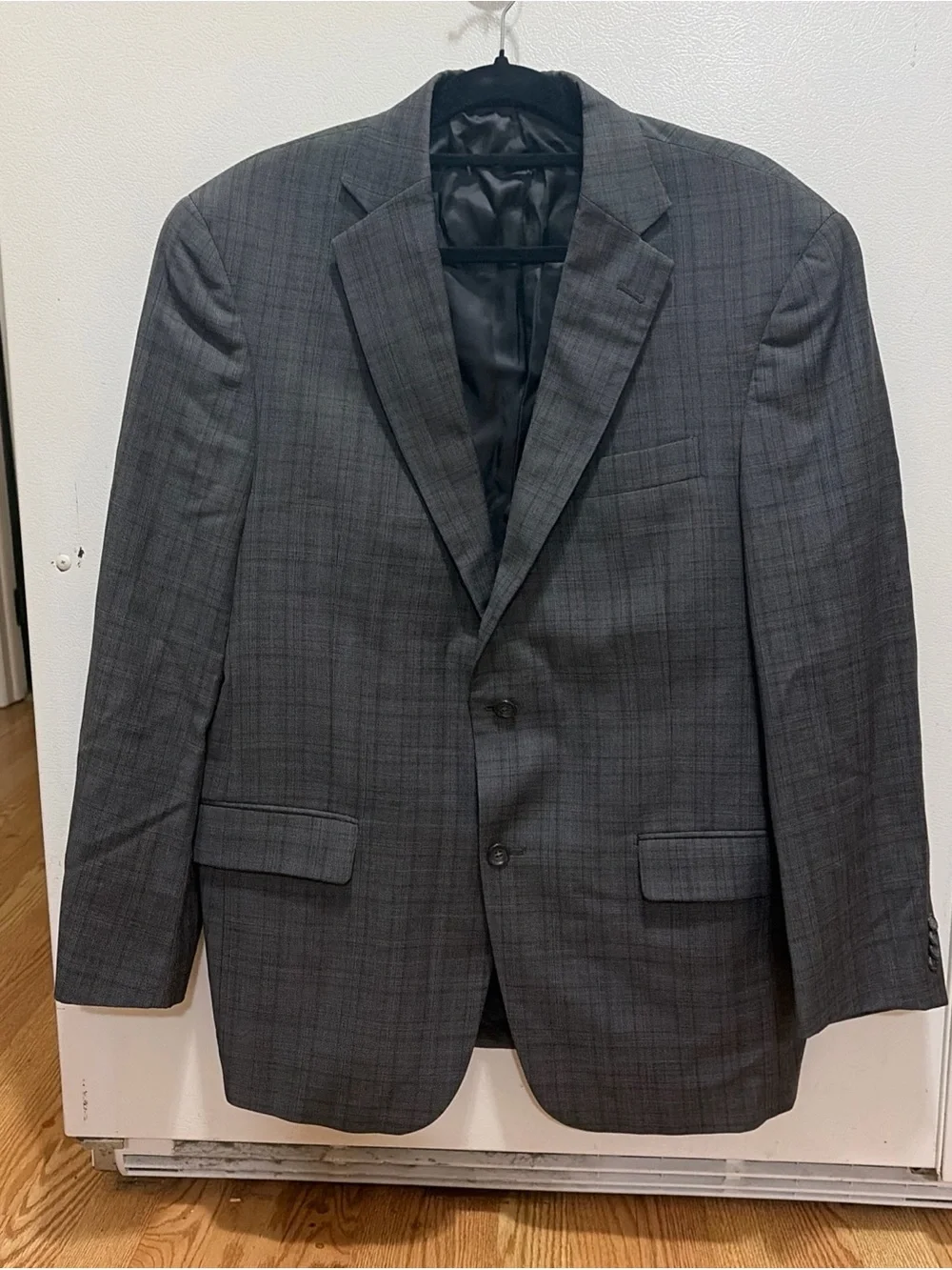 Hart Schaffner Marx Charcoal Glen Plaid Two-Button Suit Jacket